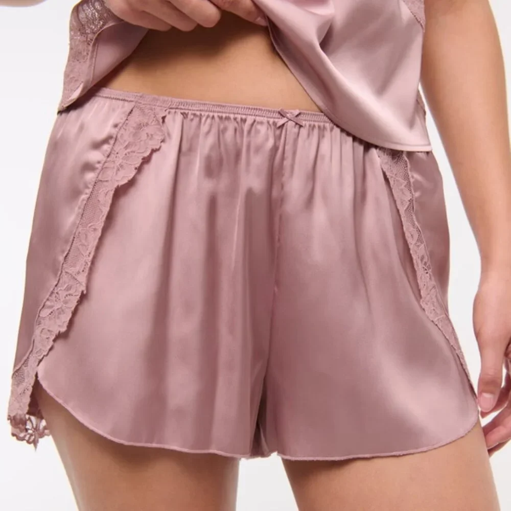 NWOT Abercrombie & Fitch Sheer/Lace Matching Sleep Set, Pink, Size Small